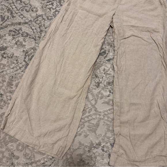 Madewell Pull-On Crop Straight Leg Linen Pants Cream Beige Size Medium Women’s - Picture 3 of 7